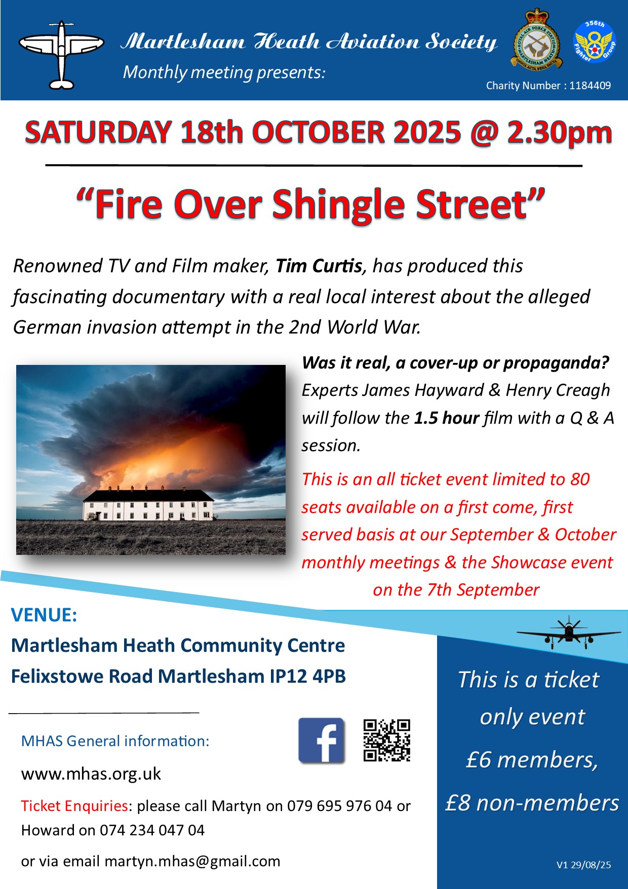 Special Film Show. Martlesham Heath Aviation Soc.  Sat. 18th October