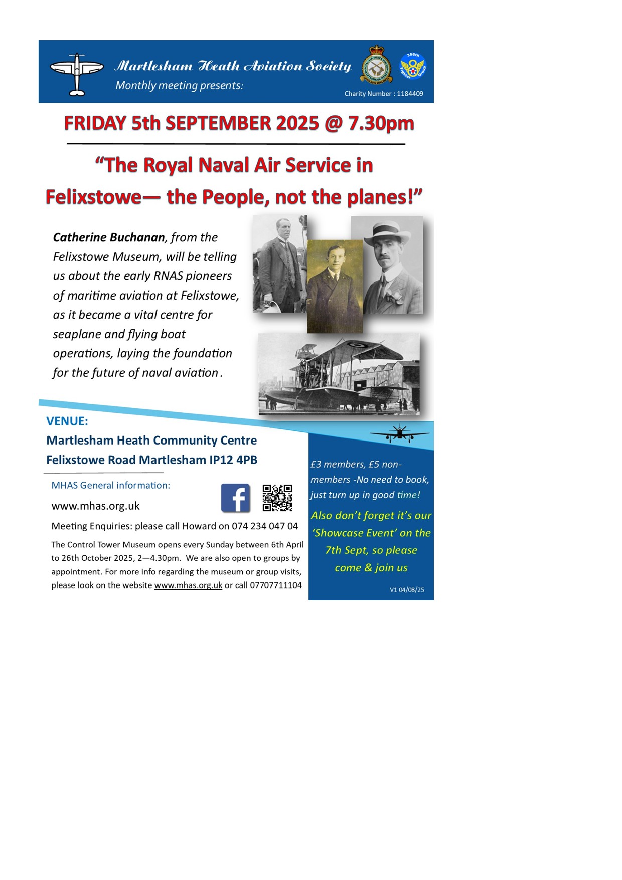 Martlesham Heath Aviation Society Meeting Fri 5th September 2025