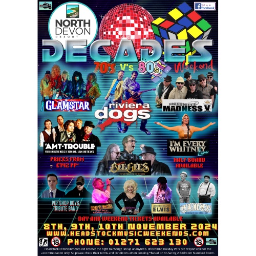 Ilfracombe Holiday Park DECADES weekend 70&rsquo;s vs 80&rsquo;s