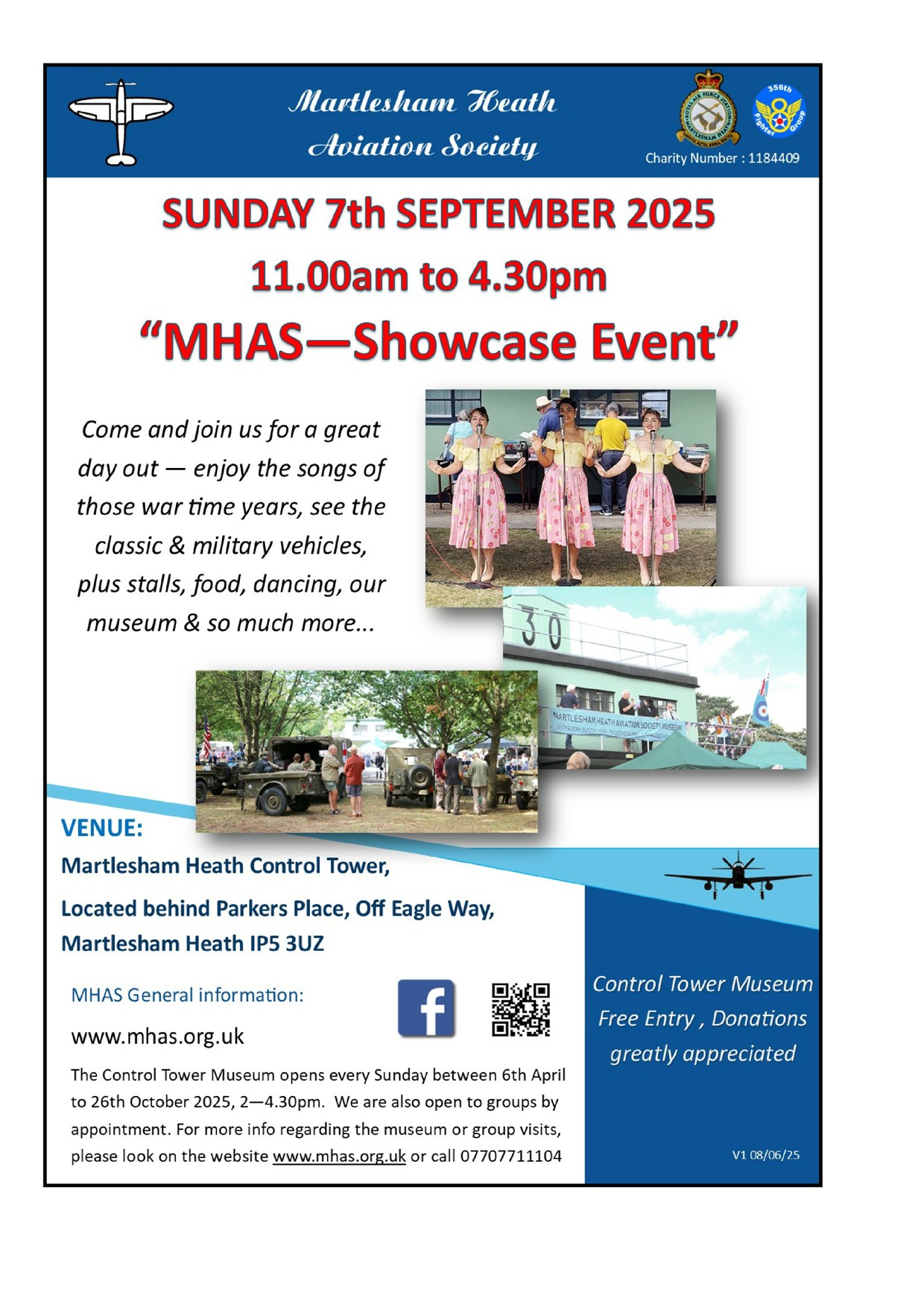 Martlesham Heath Control Tower Museum, Special Open Day, Sun 7th  Sept