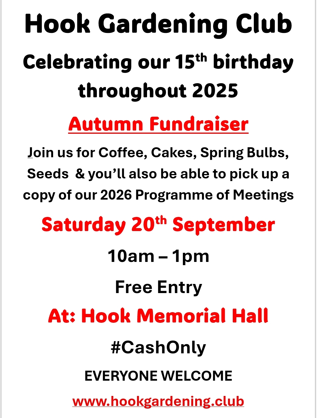 Hook Gardening Club Autumn Fundraiser