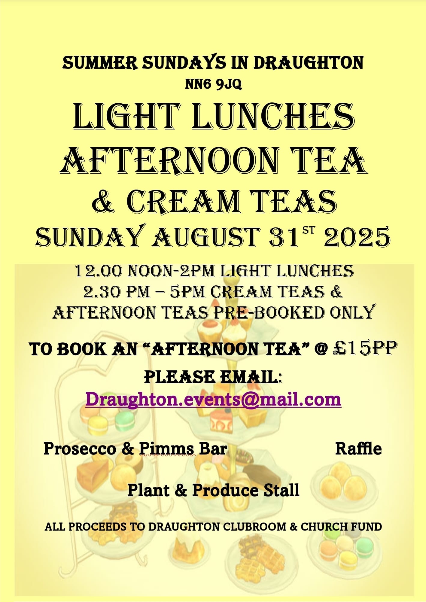 SUNDAYS IN DRAUGHTON - Light Lunches, Cream Teas & Afternoon Teas