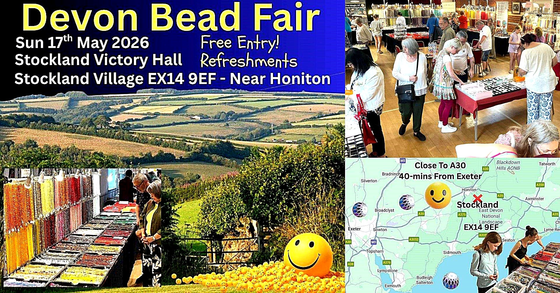 Devon Bead Fair - Sun 17th May 2026 at Stockland Village Hall, Honiton