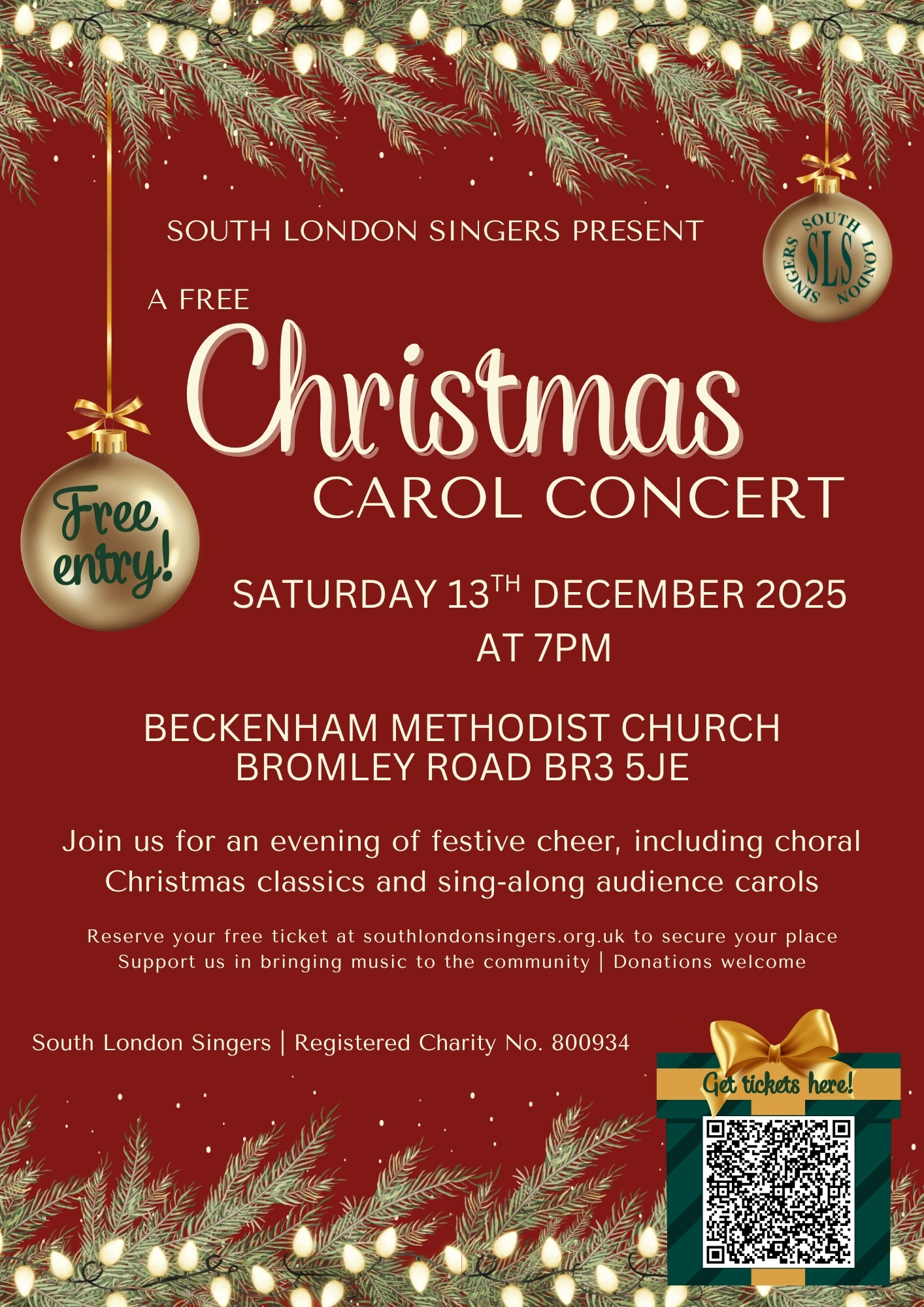 A free Christmas Concert by the South London Singers.