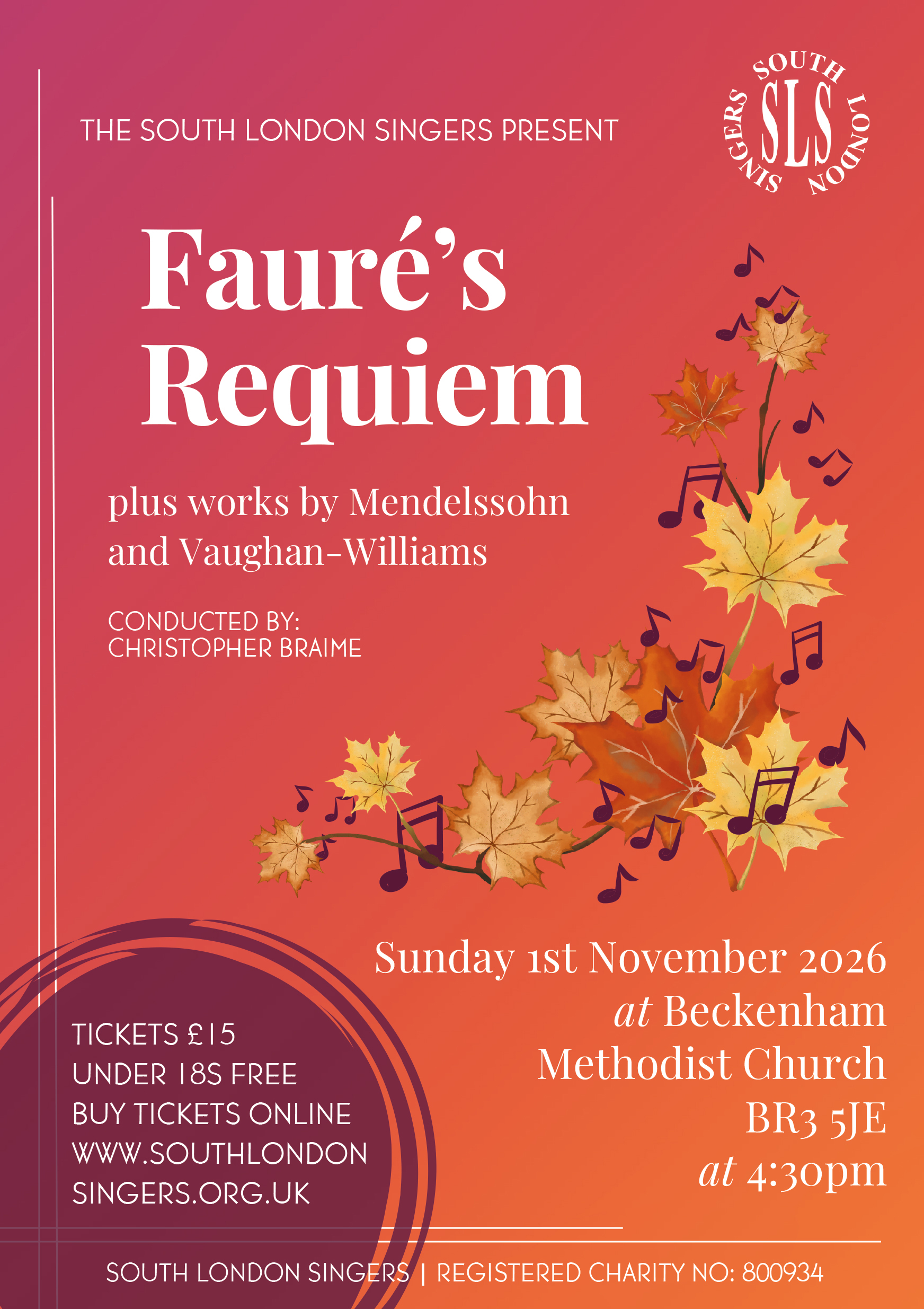 An autumn concert of choral favourites including Fauré’s Requiem.